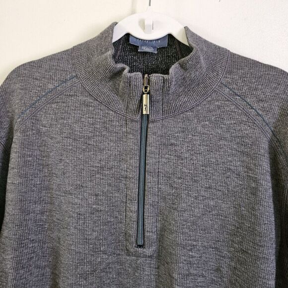 Tommy Bahama Sweater Mens XL Gray Reversible Sweatshirt Quarter Zip Pullover - Picture 4 of 10